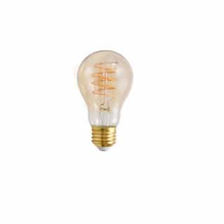 4.5W LED A19 Spiral Filament Bulb, Dim, E26, 250 lm, 2175K, Amber