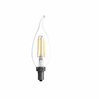 LEDVANCE Sylvania 4W Natural&trade; LED B10 Bulb, Bent Tip, 0-10V Dimmable, E12, 350 lm, 120V, 2700K, Clear