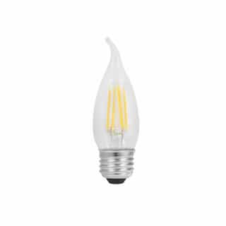 4W LED B10 Bulb, Flame Tip, Dimmable, E26, 350 lm, 120V, 5000K, Clear