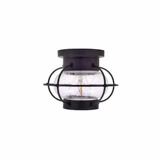 8.5W LED Essex Semi-Flush Mount w/ Seeded Glass, Dimmable, 800 lm, 2700K, Black