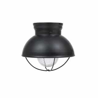 8.5W LED Beverly Semi-Flush Mount w/ Seeded Glass, Dimmable, 800 lm, 2700K, Black