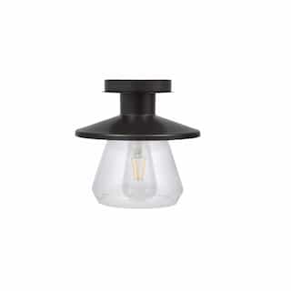 6.5W LED Lincoln Semi-Flush Mount w/ Clear Glass, Dimmable, 800 lm, 2700K, Black