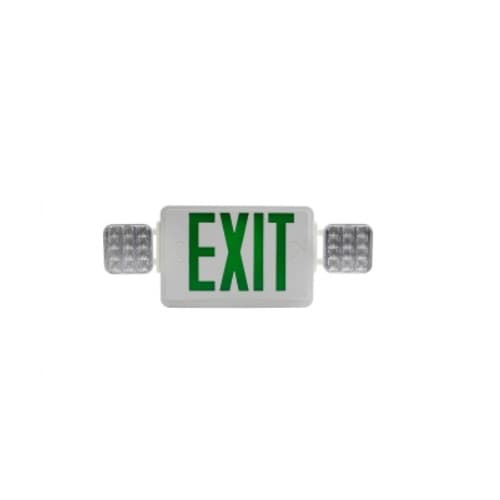 LEDVANCE Sylvania LED Emergency Exit Sign Combo, Green Letters, White Finish