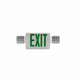 LED Emergency Exit Sign Combo, Green Letters, White Finish