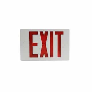 LED Exit Sign, Red Letters, White Finish