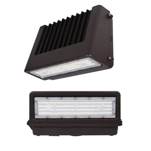 40W LED Full Cut-Off Wall Pack, Dimmable, 4800 lm, 120V-277V, Selectable CCT, Bronze