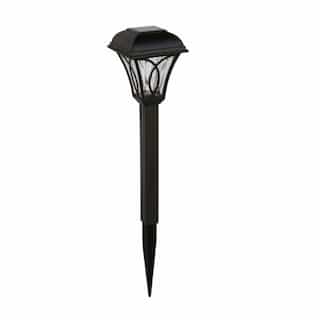 14-in Solar Powered Path Light, Square Head, 1.2 lm, 3000K, Black