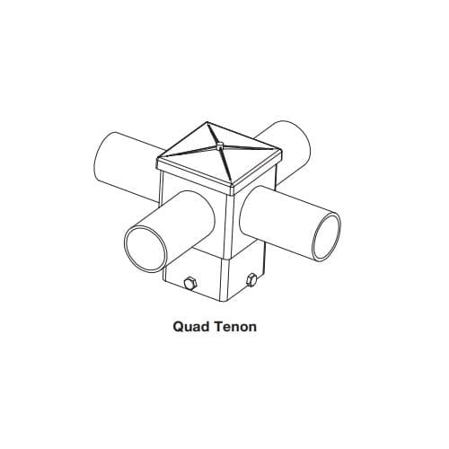 Quad Tenon Bracket for 4-in Square Straight Pole, Bronze