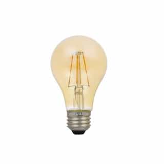 4.5W Filament LED A19 Bulb, 40W Inc. Retrofit, E26, 380 lm, 120V, 2175K, Amber