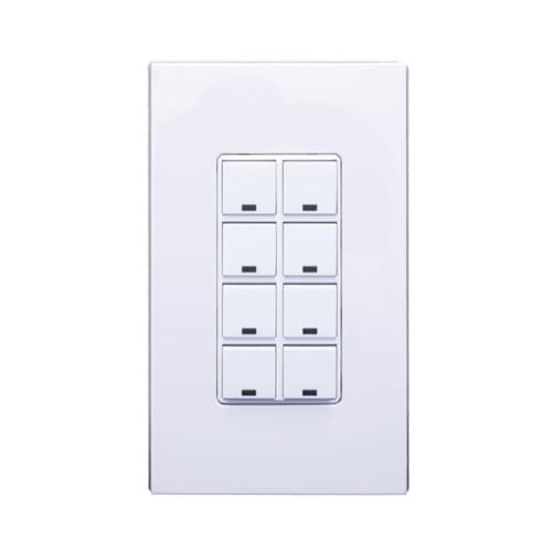 8-Button Multi-Function Keypad w/ Room Controller, 120V-277V, White