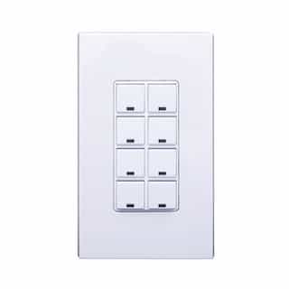 8-Button Multi-Function Keypad w/ Room Controller, 120V-277V, White