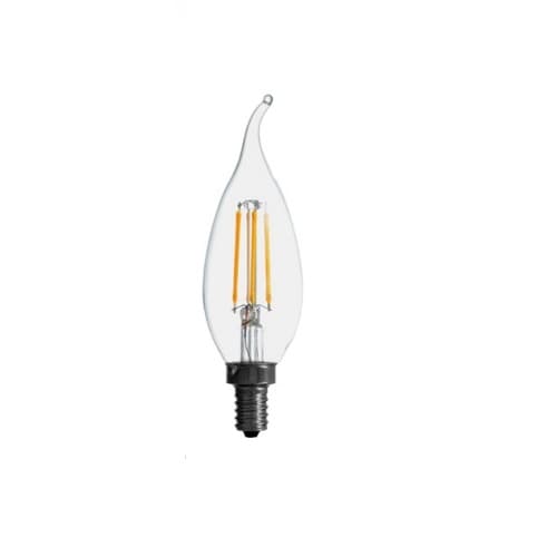 LEDVANCE Sylvania 4W Filament LED B10 Bulb, Bent Tip, 40W Inc. Retrofit, Dim, E12, 350 lm, 120V, 2700K