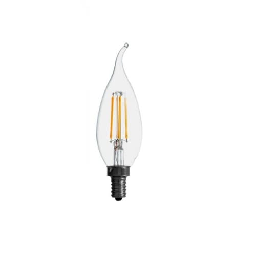 LEDVANCE Sylvania 5W Filament LED B10 Bulb, Bent Tip, 60W Inc. Retrofit, Dim, E12, 500 lm, 120V, 2700K