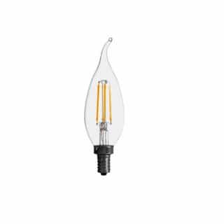 LEDVANCE Sylvania 5W Filament LED B10 Bulb, Bent Tip, 60W Inc. Retrofit, Dim, E12, 500 lm, 120V, 2700K