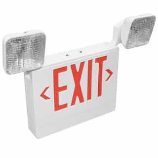 LED Emergency Exit Combo w/Adjustable Square Heads, White Housing 