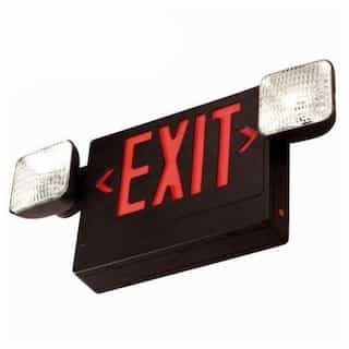 LED Emergency Exit Combo, Black Housing w/Red Letters 