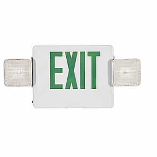 LED Emergency Exit Combo, White Housing wGreen Letters, Remote Capable