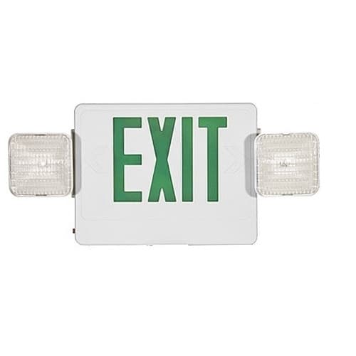 TCP Lighting LED Emergency Exit Combo, White Housing w/Green Letters, Remote Capable