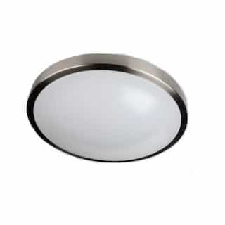 24W 14-in LED Flush Mount Fixture, Dimmable, 1400 lm, 120V, 5000K, Brushed Nickel