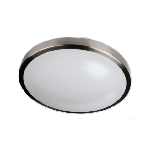 24W 14-in LED Flush Mount Fixture, Dimmable, 1700 lm, 120V, 4100K, Brushed Nickel