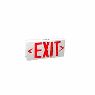 2.4W LED Exit Sign, Universal Face, AC Only, Red Text, 120V-277V, White