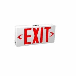 2W LED Compact Exit Sign, Universal Face, AC Only, 6-Pack, Red, 120V-277V, White