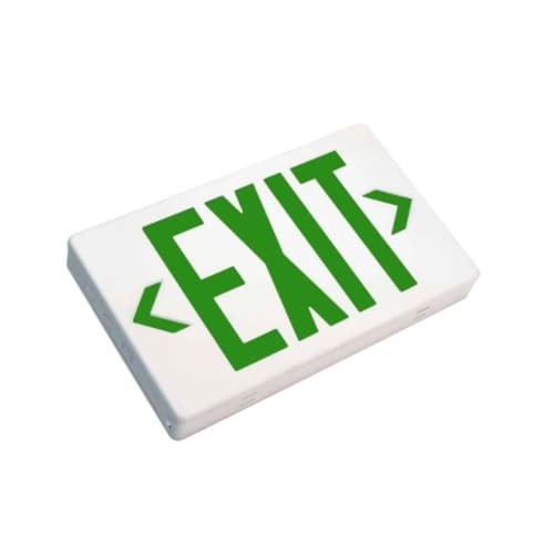 LED Emergency Exit Sign, Double Face, Compact, 120V-277V , Green