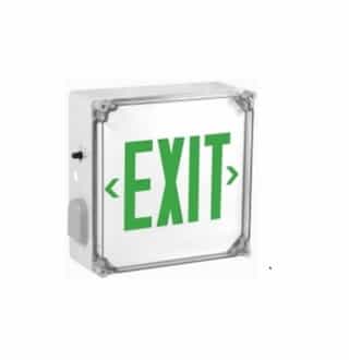 TCP Lighting 3W Green LED Exit Sign w/ Battery Backup, 120V-277V, White
