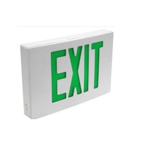 4.4W LED Exit Sign, Single-Face, Die Cast, AC Only, Green, 120V-277V, White