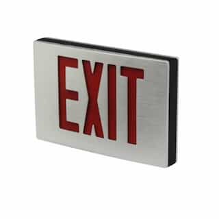 LED Emergency Exit Sign, Double Face, 120V-277V, Red Letters, Aluminum