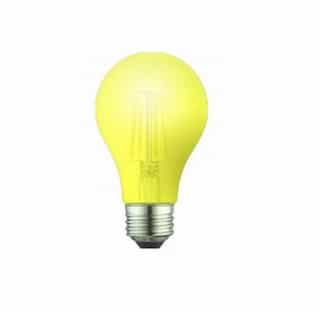 8W LED A19 Bulb, Dimmable, E26, 120V, Yellow Clear