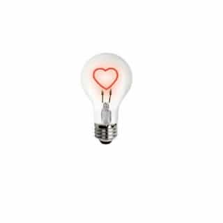 TCP Lighting 1.5W Heart Shape LED A19 Bulb, Dimmable, Red