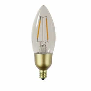 3W LED B11 Filament Bulb, Dimmable, E26, 120V, 2200K, Frosted Glass