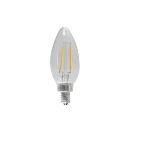 4W LED B11 Filament Bulb, Dimmable, E26, 120V, 2700K, Clear Glass