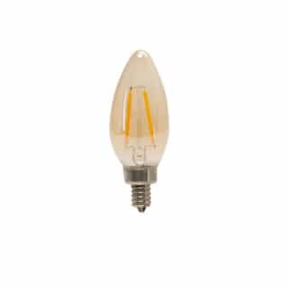 4W LED B11 Filament Bulb, Dimmable, E12, 120V, 2700K, Amber Glass