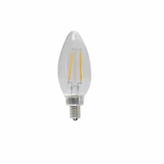 TCP Lighting 4W LED B11 Filament Bulb, Blunt Tip, Dimmable, E12, 350 lm, 120V, 2700K, Clear