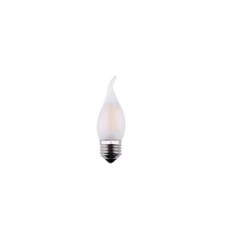 3W LED F11 Filament Bulb, Flame Tip, Dimmable, E26, 225 lm, 120V, 2200K, Frosted