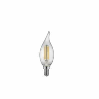 3W LED F11 Filament Bulb, Flame Tip, Dimmable, E12, 250 lm, 120V, 2700K, Clear