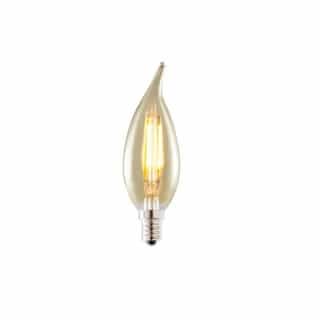 3W LED F11 Filament Bulb, Flame Tip, Dimmable, E12, 225 lm, 120V, 2700K, Amber