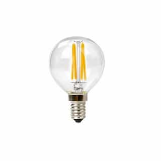 3W LED G16 Filament Bulb, Dimmable, E12, 120V, Clear Glass, 75 lm/W, 2200K
