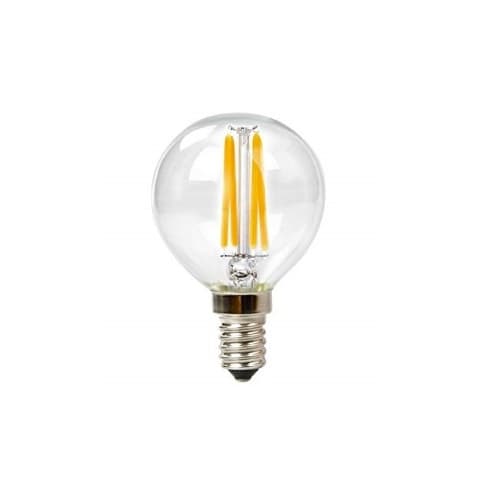 4W LED G16 Filament Bulb, Dimmable, E12, 120V, Clear Glass, 88 lm/W, 5000K