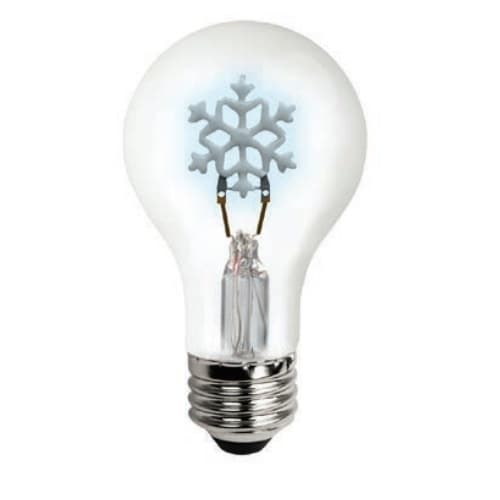 TCP Lighting 1.5W LED A19 Bulb, Snowflake, Dimmable, E26, 120V, Blue