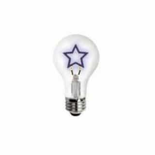 .25W LED A19 Shape Filament Bulb, Star, E26, 120V, Blue