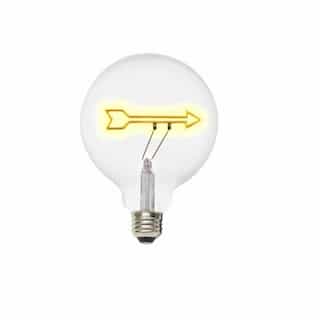 1W LED G40 Shape Filament Bulb, Arrow, E26, 120V, Yellow