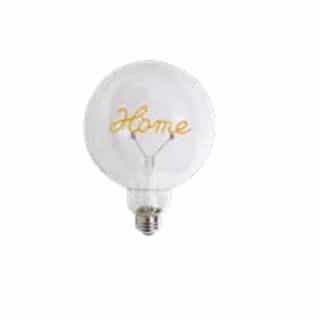 1W LED G40 Shape Filament Bulb, Home Down, E26, 120V, Yellow