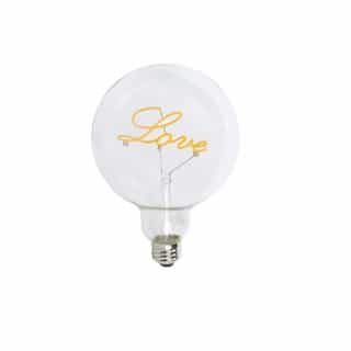 1W LED G40 Shape Filament Bulb, Love Down, E26, 120V, Yellow