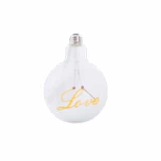 1W LED G40 Shape Filament Bulb, Love Up, E26, 120V, Yellow