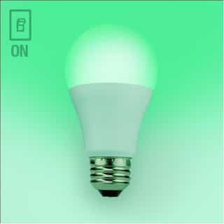 TCP Lighting 10W ColorFlip LED A19 Bulb, E26, 800 lm, 2700K/Green