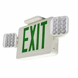 LED Emergency Exit Combo, White Housing wGreen Letters