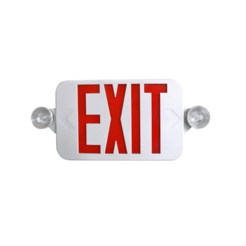 LED Emergency Exit Sign Combo, Low Profile, 120V-277V, Red